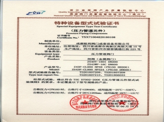 TYPE TEST CERTIFICATE FOR GATE VALVE