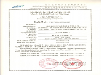 TYPE TEST CERTIFICATE FOR GLOBE VALVE